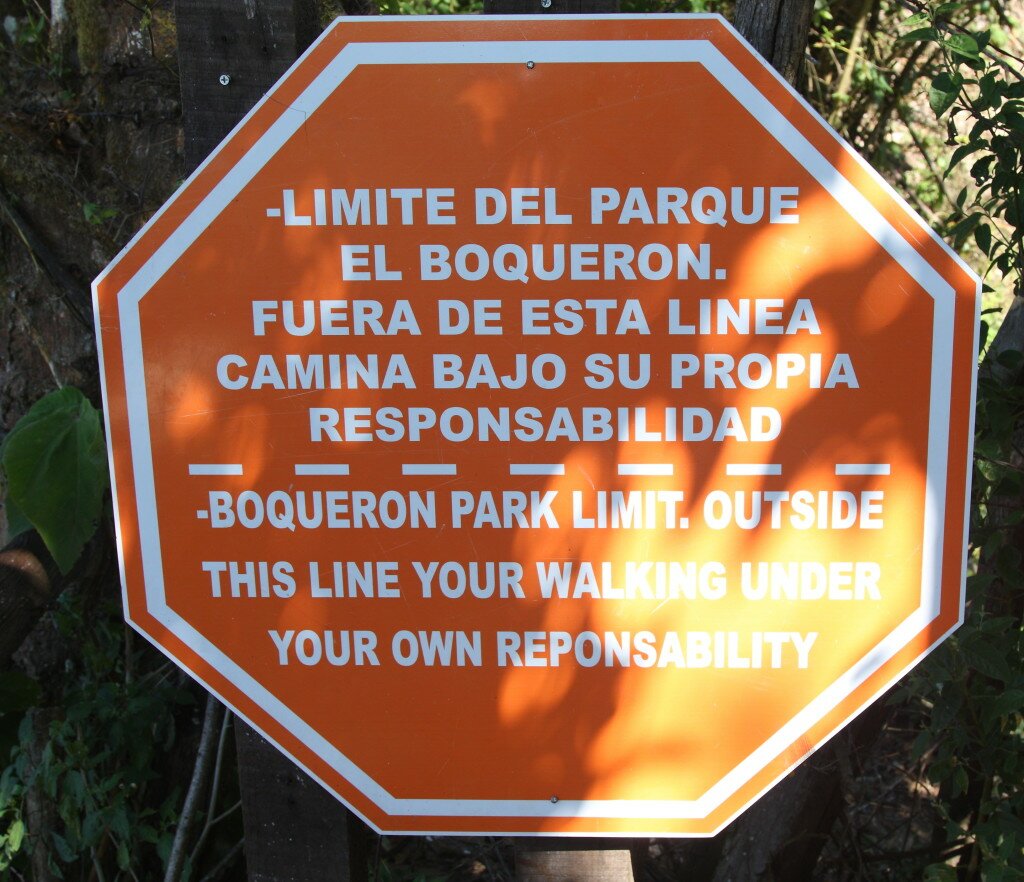 Boqueron hike warning sign