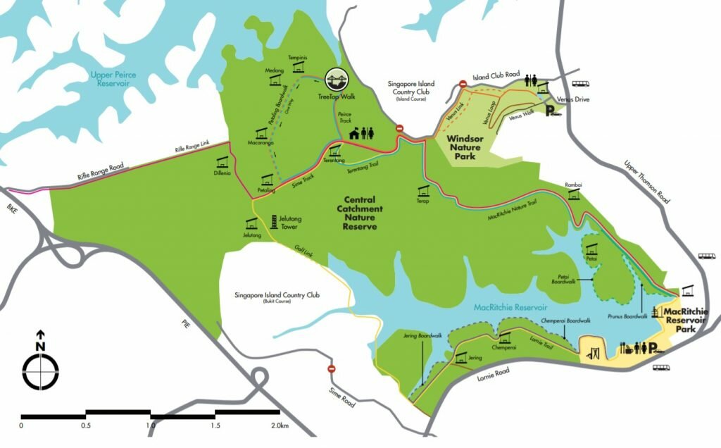 MacRitchie Reservoir Park hiking map
